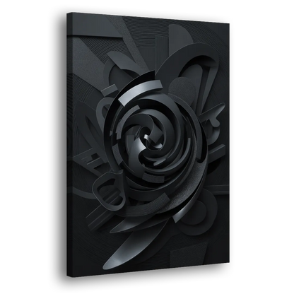 Elegant Vortex Swirl Black Abstract Side - Canvas Wall Art