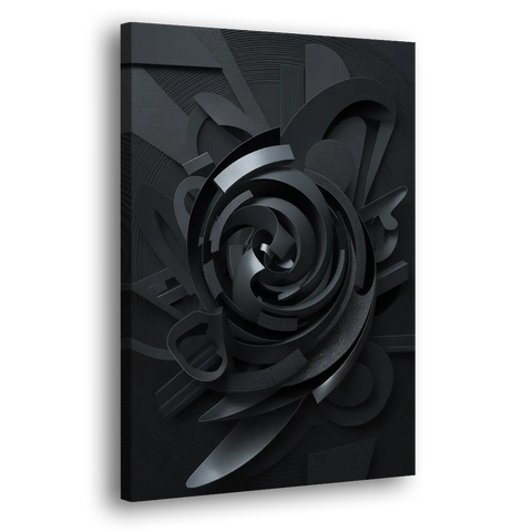 Elegant Vortex Swirl Black Abstract - Canvas Wall Art