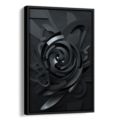 Elegant Vortex Swirl Black Abstract Side - Black Canvas Wall Art