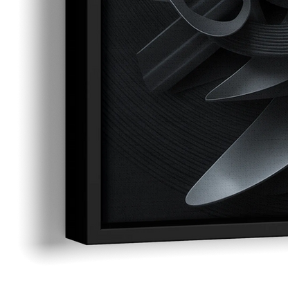 Elegant Vortex Swirl Black Abstract - Close-Up Black Frame Canvas