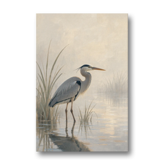 Elegant Wall Art of a Grey Heron at Dawn - Canvas Wall Art - Front