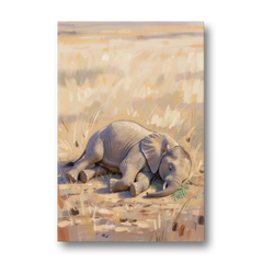 Elephant Calf Asleep on Its Side - Canvas Wall Art - Front