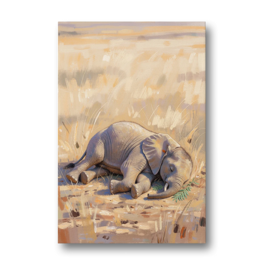 Elephant Calf Asleep on Its Side - Canvas Wall Art - Front