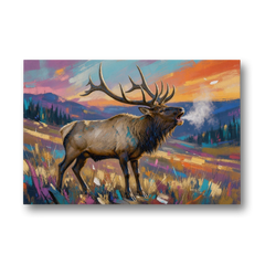 Elk Canvas Art of a Bugling Bull at Dawn - Canvas Wall Art - Front