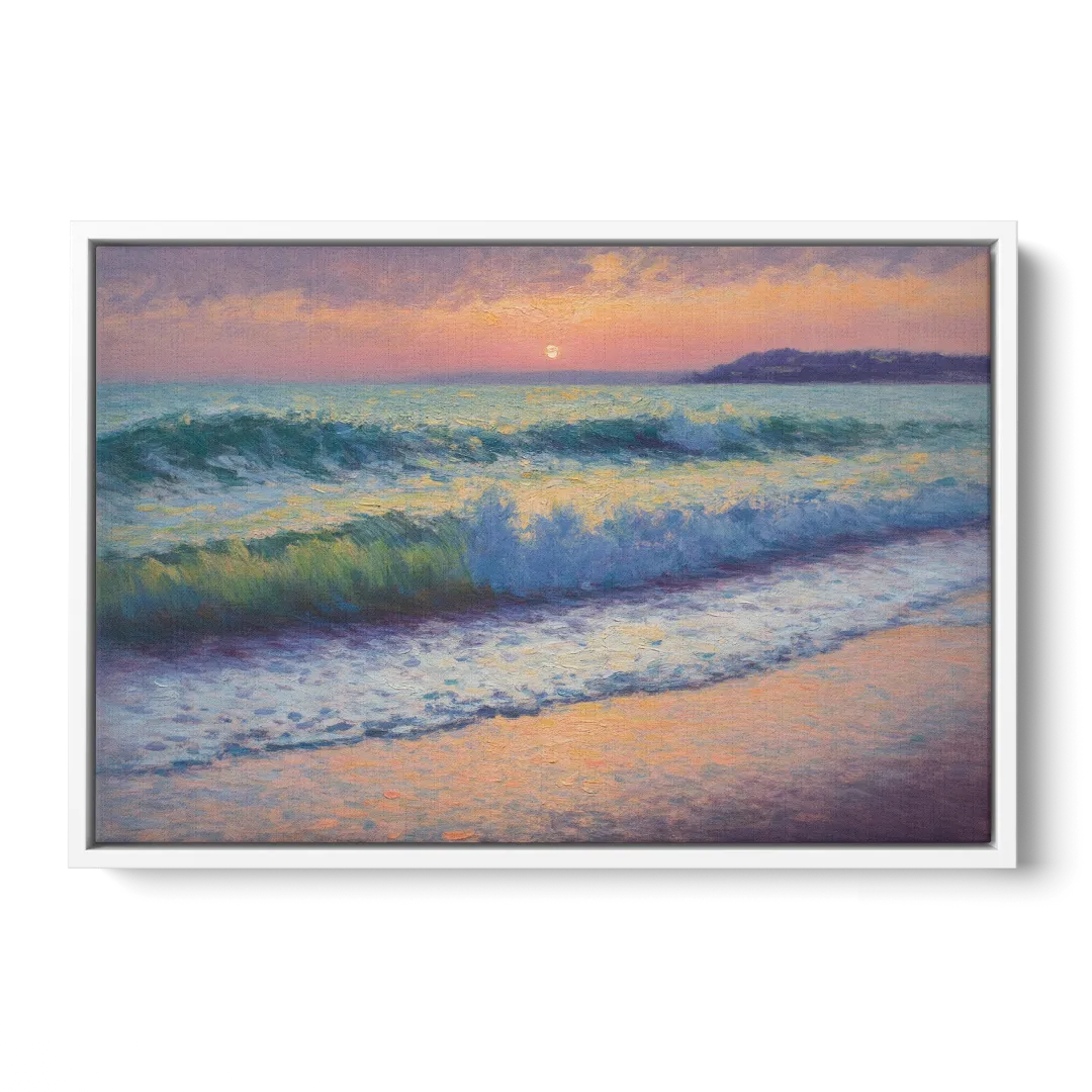 Elli Beach Sunset Front - White Canvas Wall Art