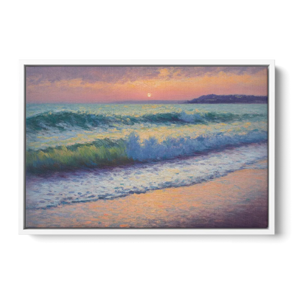 Elli Beach Sunset Front - White Canvas Wall Art