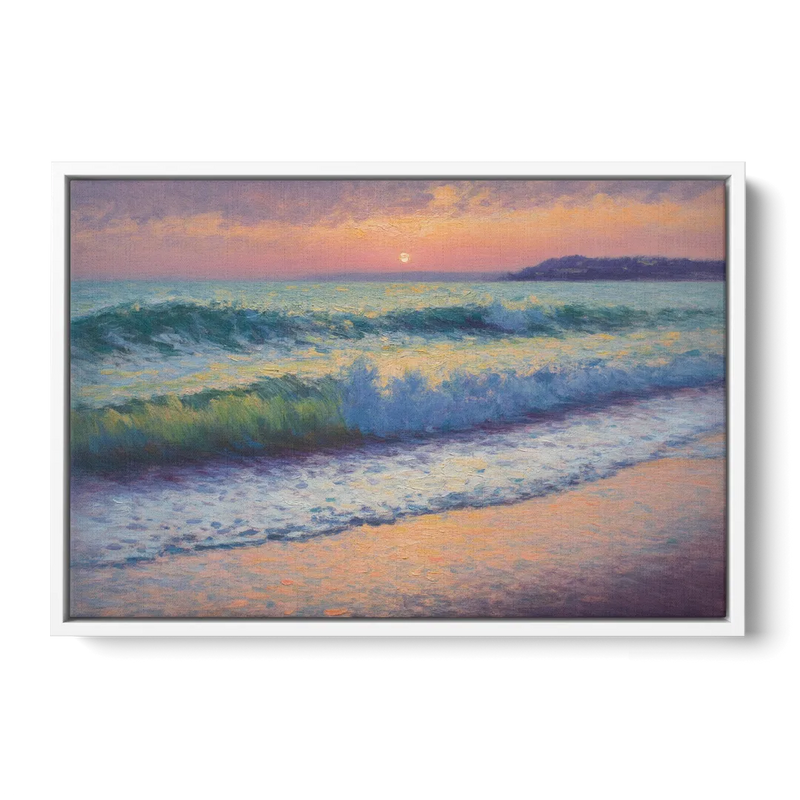 Elli Beach Sunset Front - White Canvas Wall Art