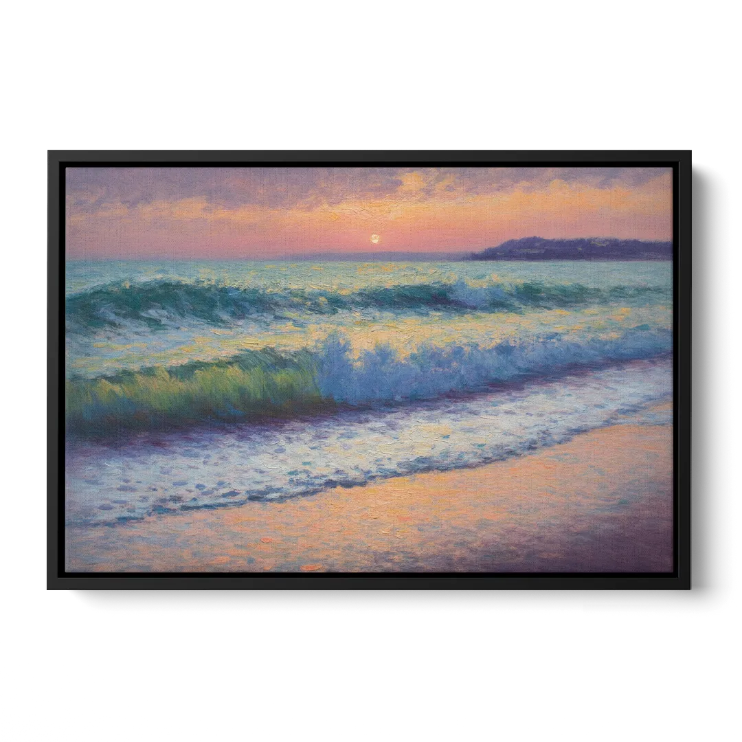 Elli Beach Sunset Front - Black Canvas Wall Art