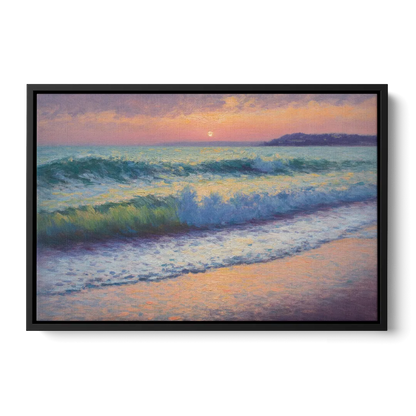 Elli Beach Sunset Front - Black Canvas Wall Art