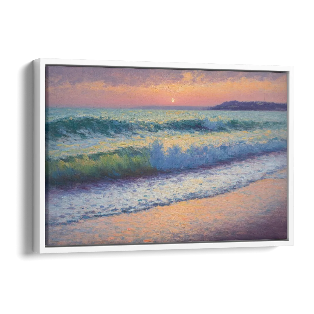 Elli Beach Sunset Side - White Canvas Wall Art