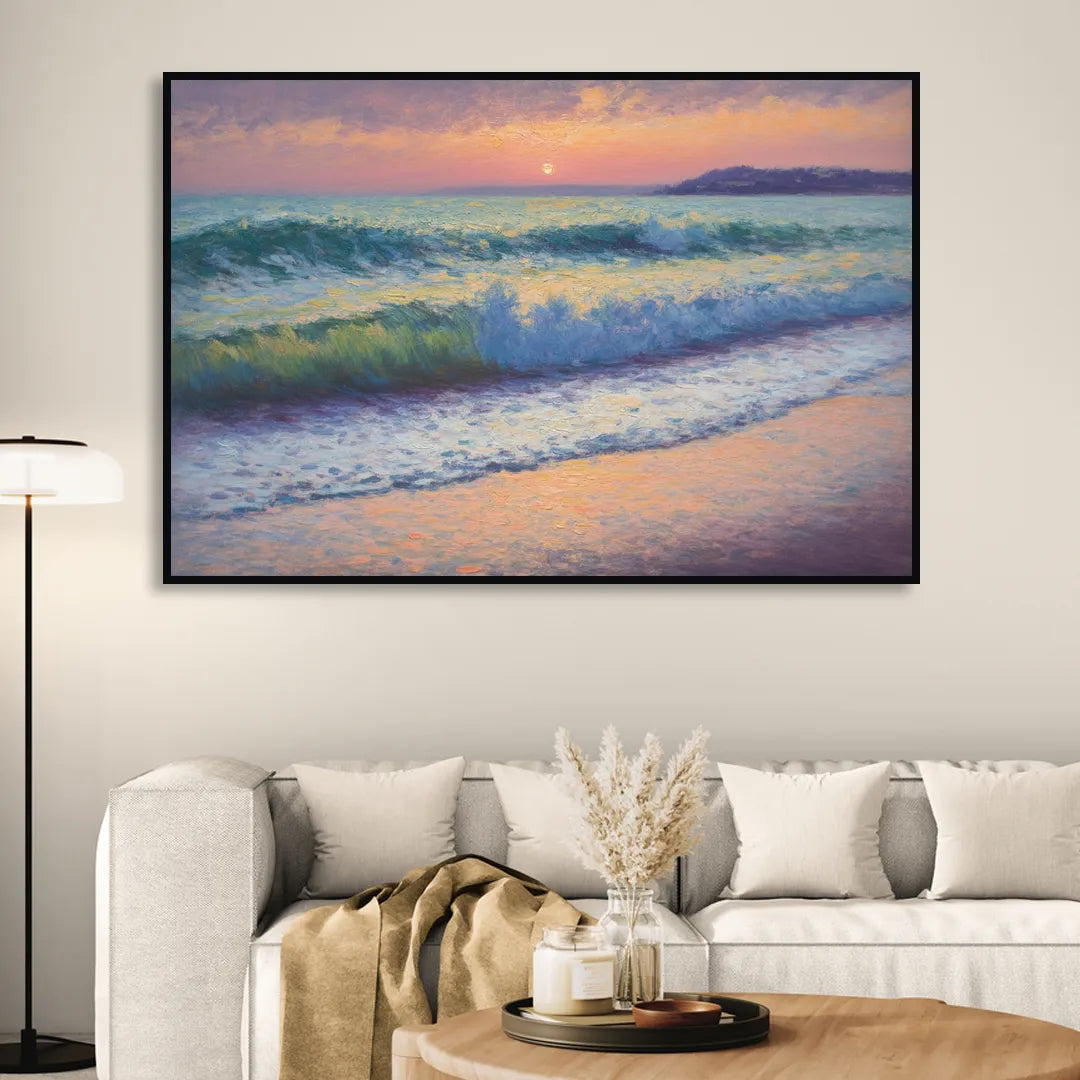 Elli Beach Sunset Sitting Room - Black Canvas Wall Art