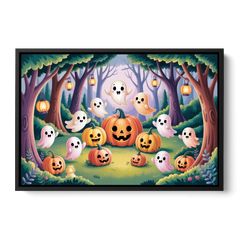 Enchanted Forest Cute Halloween - Black Framed Canvas Wall Art - Front