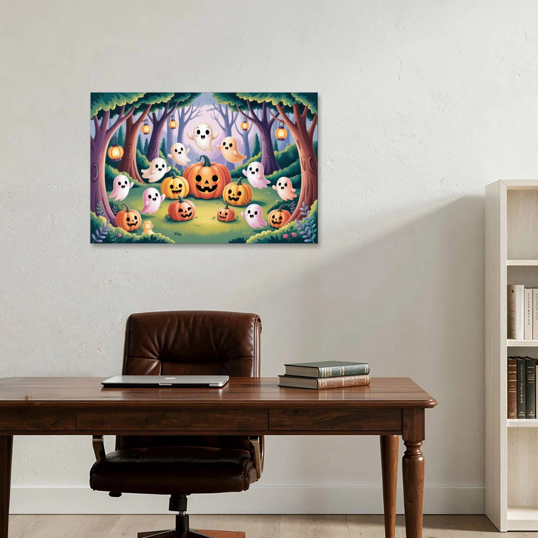 Enchanted Forest Cute Halloween - Canvas Wall Art - Office - 36x24