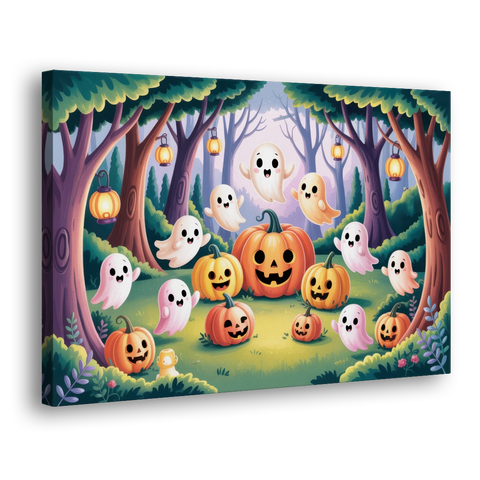 Enchanted Forest Cute Halloween - Canvas Wall Art - Side