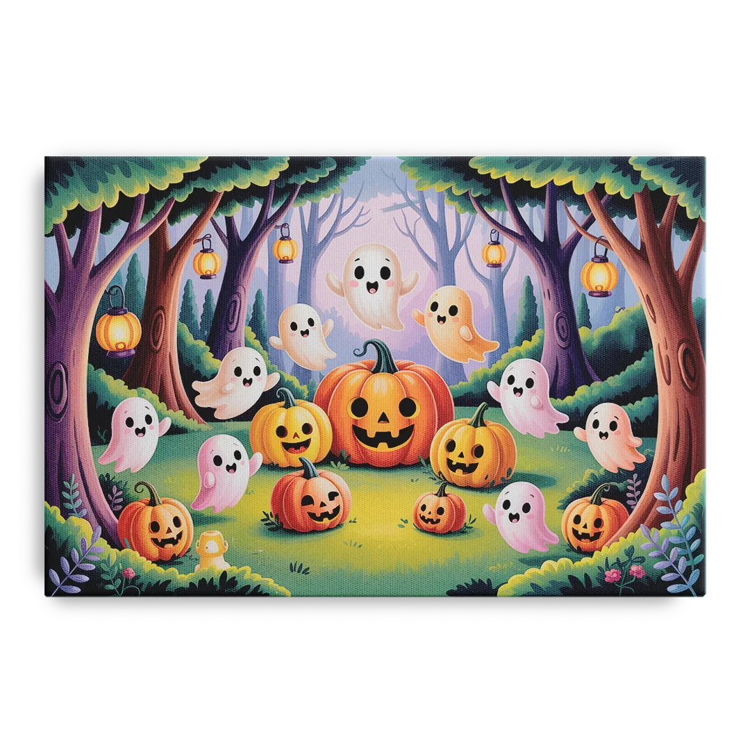 Enchanted Forest Cute Halloween - Canvas Wall Art