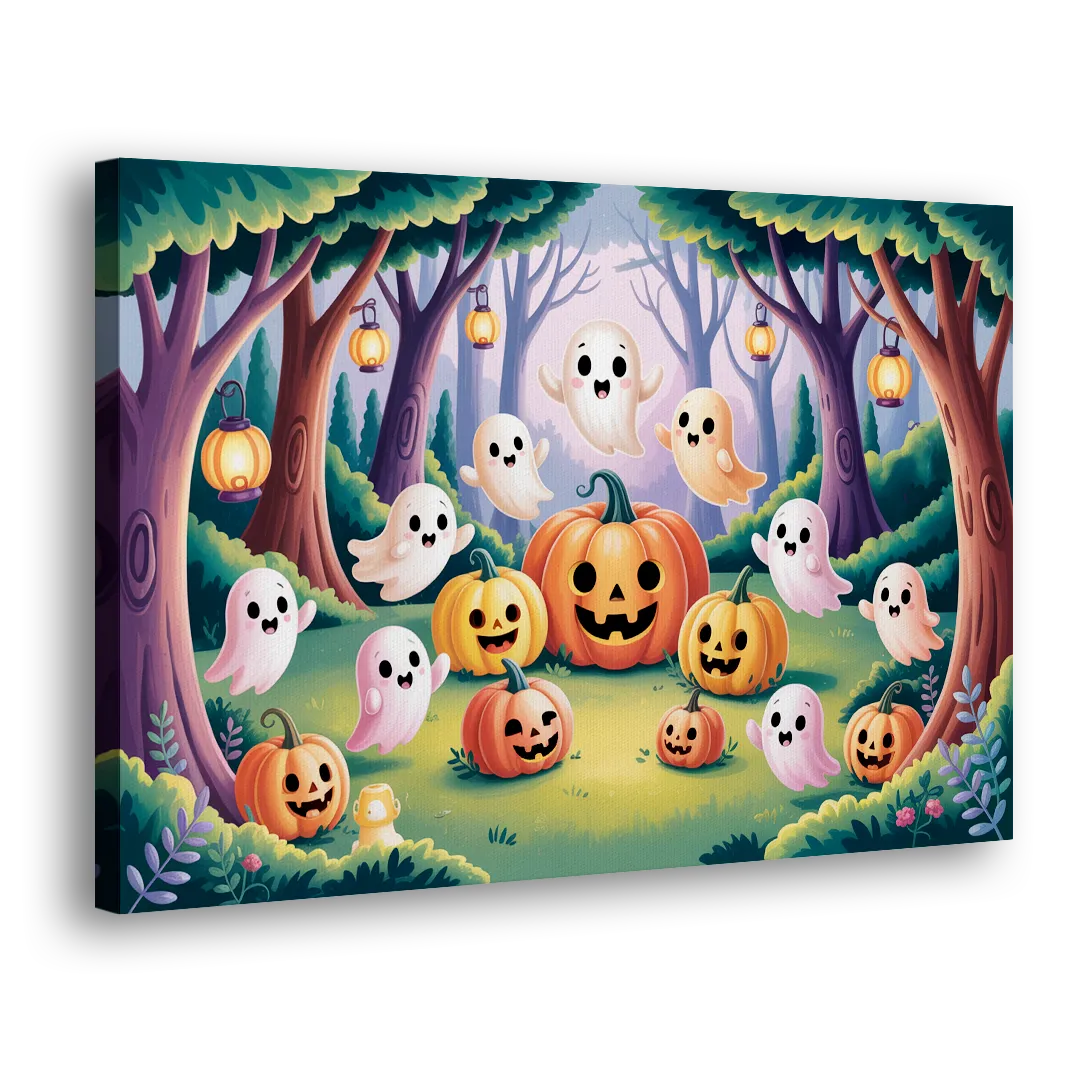 Enchanted Forest Cute Halloween Side - Canvas Wall Art