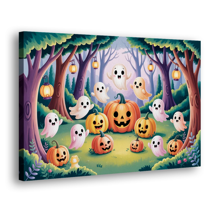 Enchanted Forest Cute Halloween Side - Canvas Wall Art