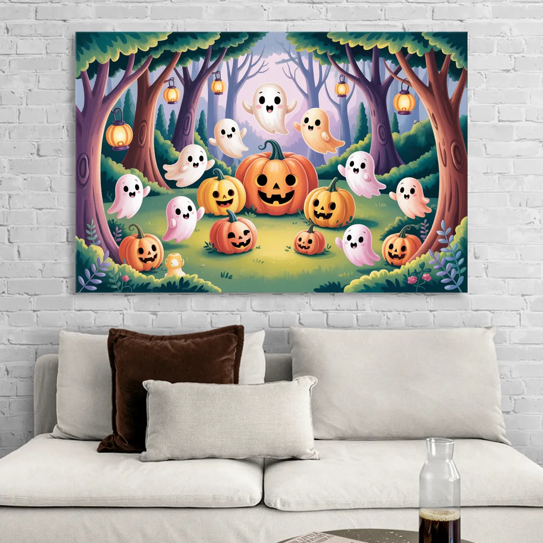 Enchanted Forest Cute Halloween Sitting Room - Canvas Wall Art