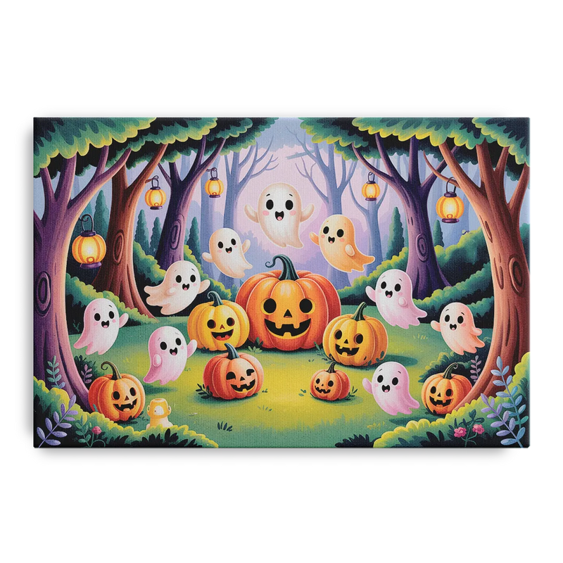 Enchanted Forest Cute Halloween Front - Canvas Wall Art