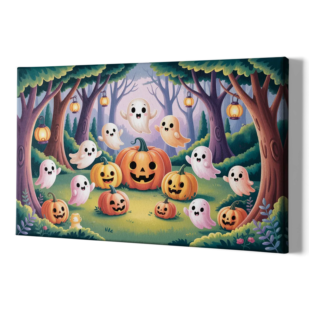 Enchanted Forest Cute Halloween - Canvas Print Art Sides
