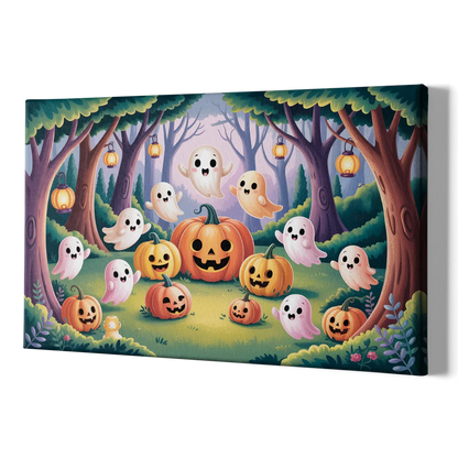 Enchanted Forest Cute Halloween - Canvas Print Art Sides