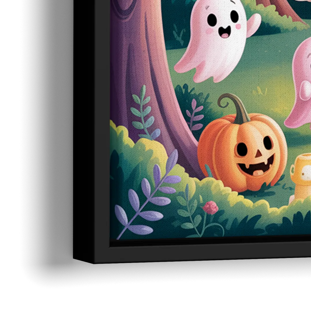 Enchanted Forest Cute Halloween - Close-Up Black Frame Canvas