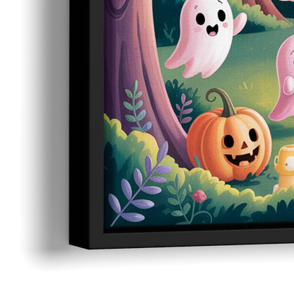 Enchanted Forest Cute Halloween - Close-Up Black Frame Canvas