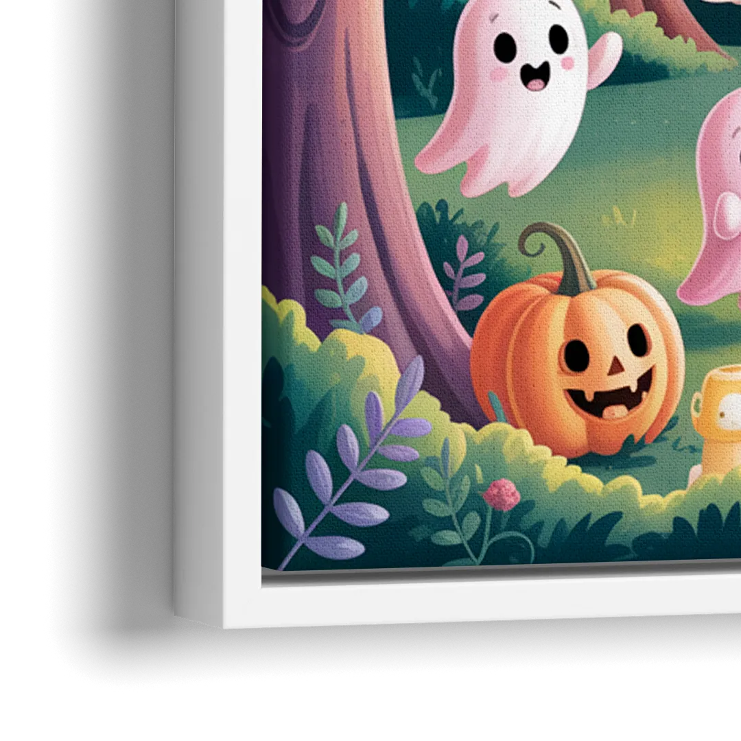 Enchanted Forest Cute Halloween - Close-Up White Frame Canvas
