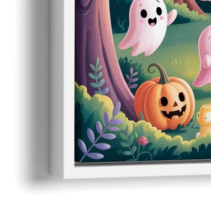 Enchanted Forest Cute Halloween - Close-Up White Frame Canvas