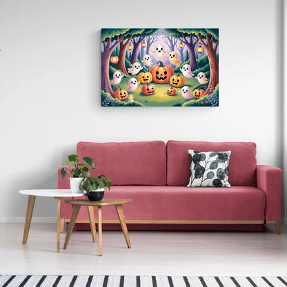 Enchanted Forest Cute Halloween - Canvas Wall Art Living Room