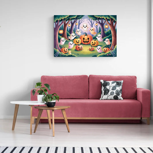 Enchanted Forest Cute Halloween - Canvas Wall Art Living Room