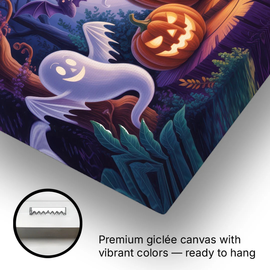 Enchanted Forest Halloween Scene - Canvas Wall Art - Gallery Wrap Corner