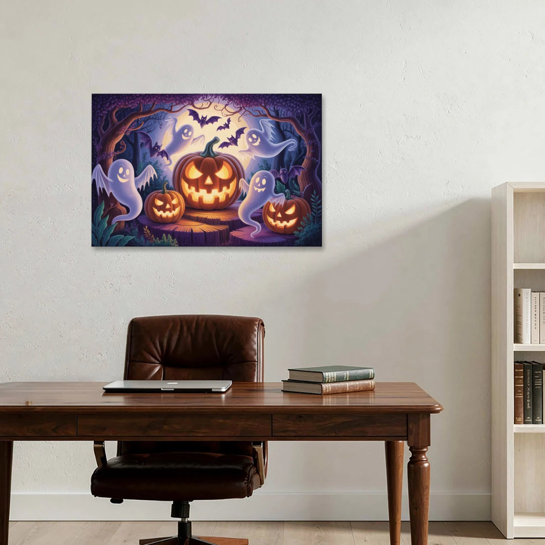 Enchanted Forest Halloween Scene - Canvas Wall Art - Office - 36x24