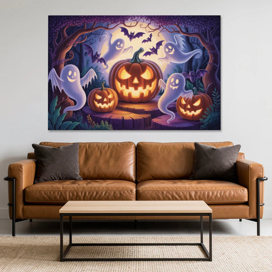 Enchanted Forest Halloween Scene - Canvas Wall Art - Sofa - 60x40
