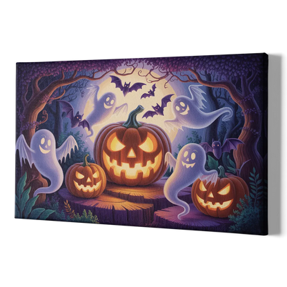 Enchanted Forest Halloween Scene - Canvas Print Art Sides