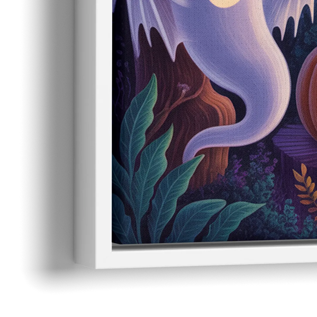 Enchanted Forest Halloween Scene - Close-Up White Frame Canvas
