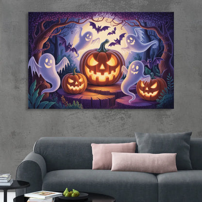 Enchanted Forest Halloween Scene Sitting Room - Canvas Wall Art
