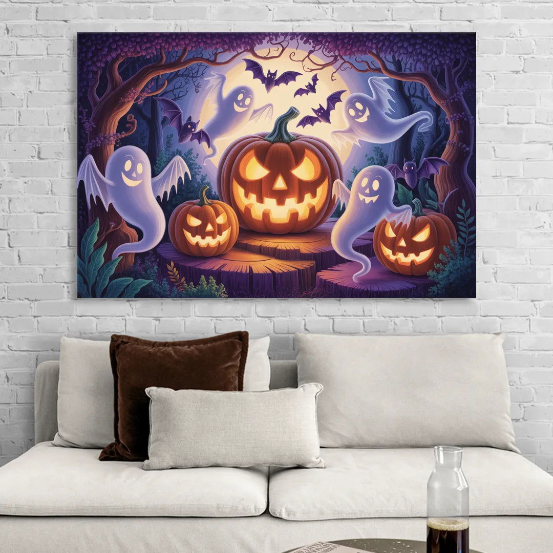 Enchanted Forest Halloween Scene Living Room - Canvas Wall Art