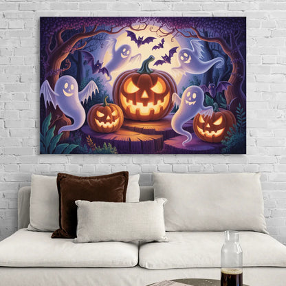 Enchanted Forest Halloween Scene Living Room - Canvas Wall Art