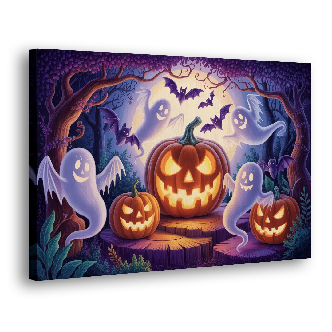 Enchanted Forest Halloween Scene Side - Canvas Wall Art