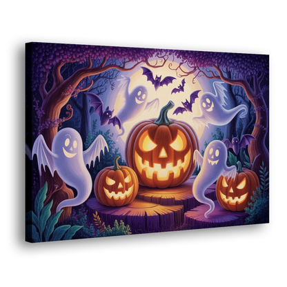 Enchanted Forest Halloween Scene Side - Canvas Wall Art