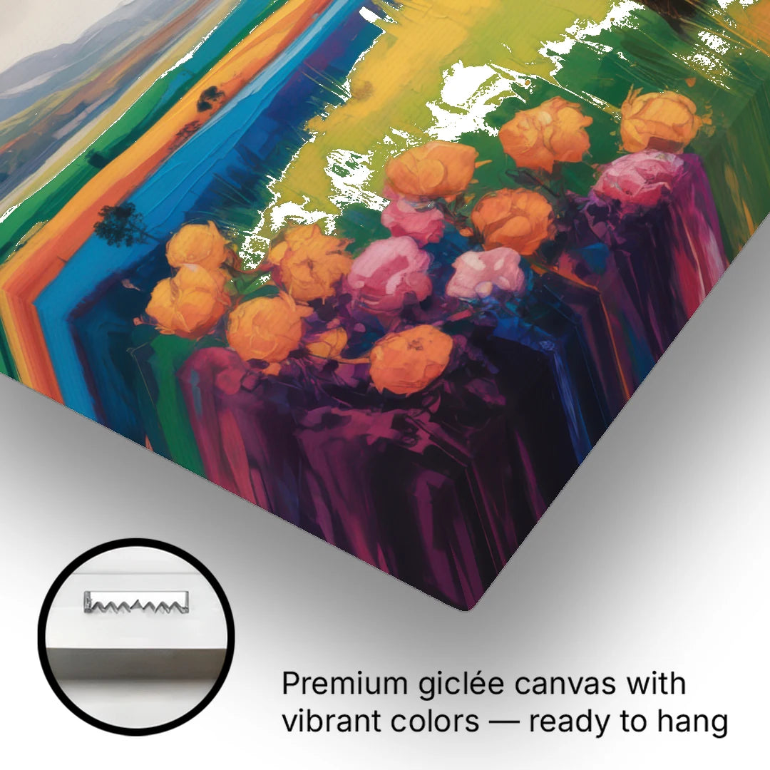 Enchanted Highland Cow Glass Look - Canvas Wall Art - Gallery Wrap Corner