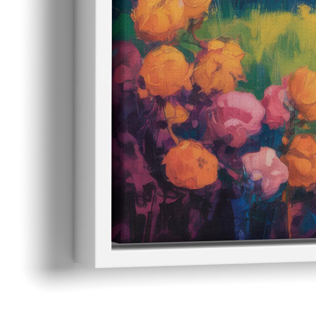 Enchanted Highland Cow Glass Look - Close-Up White Frame Canvas