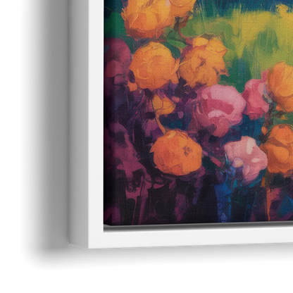 Enchanted Highland Cow Glass Look - Close-Up White Frame Canvas