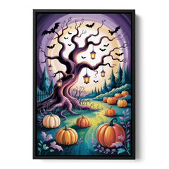 Enchanted Night Mystical Halloween - Black Framed Canvas Wall Art - Front