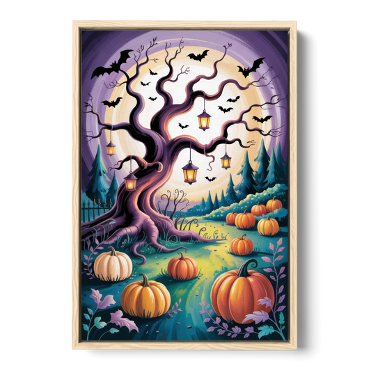 Enchanted Night Mystical Halloween - Oak Framed Canvas Wall Art - Front