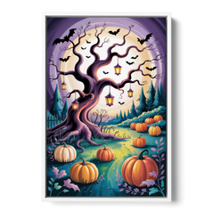 Enchanted Night Mystical Halloween - White Framed Canvas Wall Art - Front