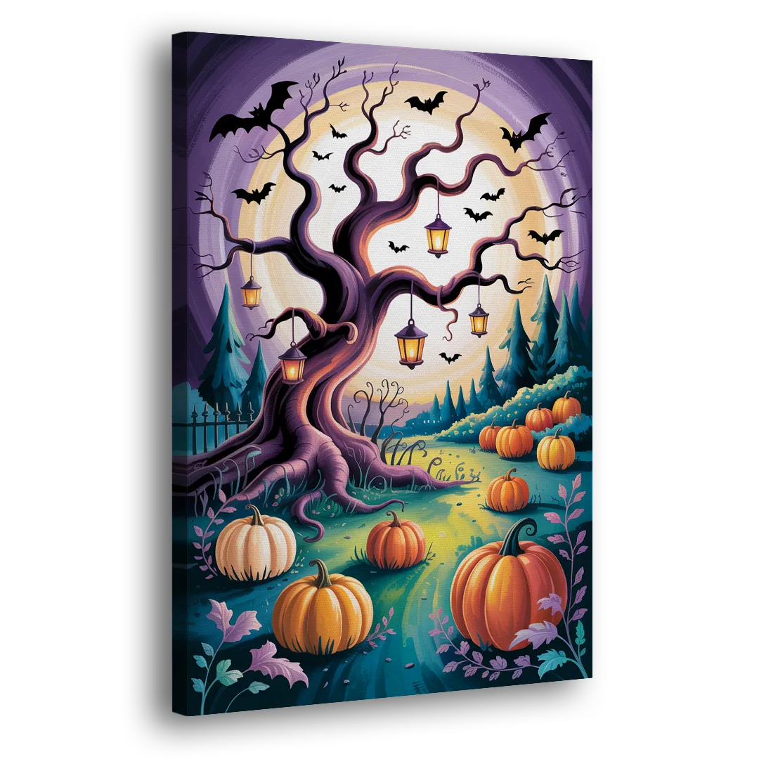 Enchanted Night Mystical Halloween Side - Canvas Wall Art