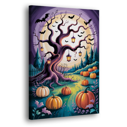 Enchanted Night Mystical Halloween Side - Canvas Wall Art