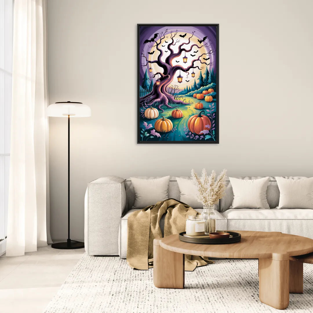 Enchanted Night Mystical Halloween - Living Room Black Frame Canvas